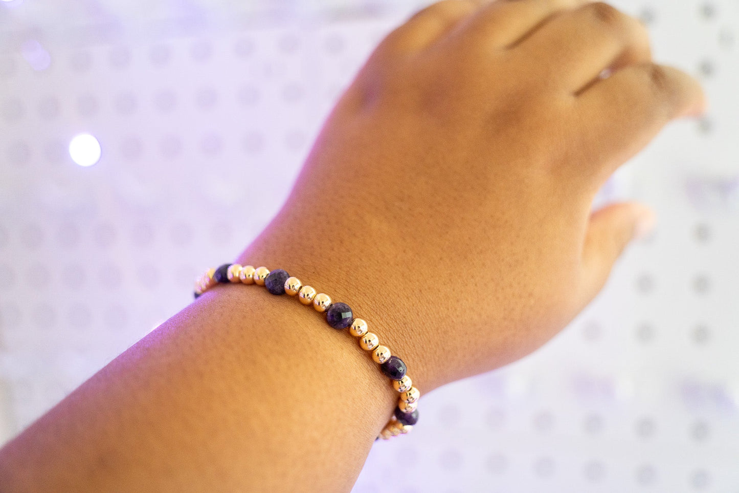 Midnight Amethyst Beaded Bracelet