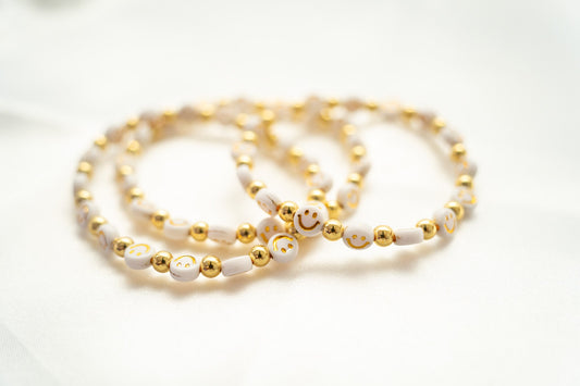 Golden Smiley Beaded Bracelet