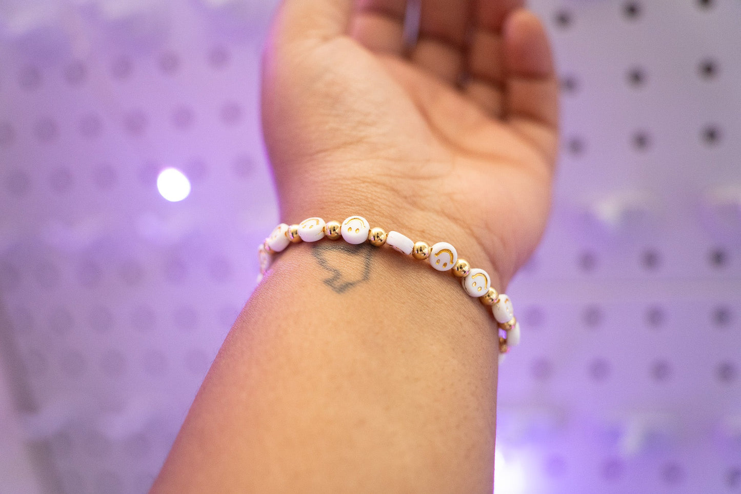 Golden Smiley Beaded Bracelet
