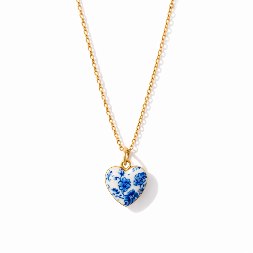 Porcelain Heart Chain Necklace