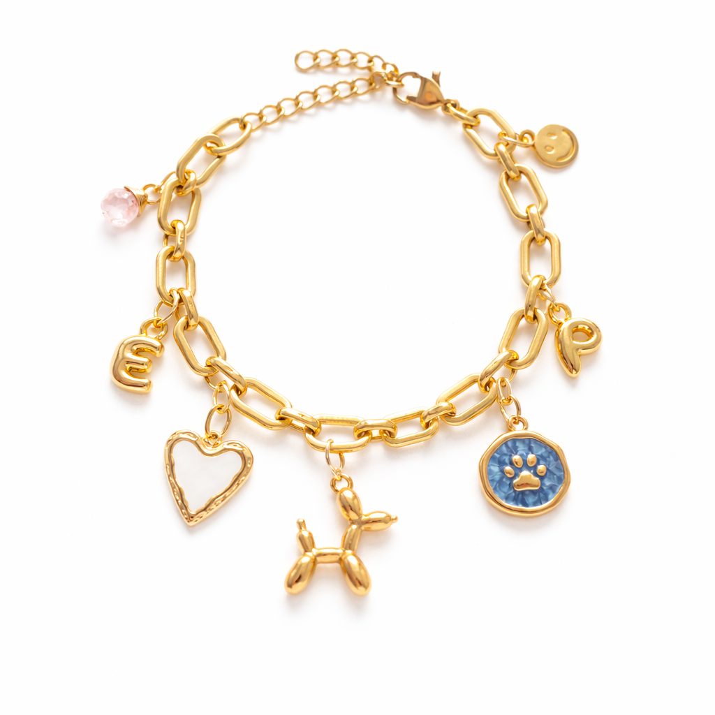 Puppy Love Initial Charm Bracelet